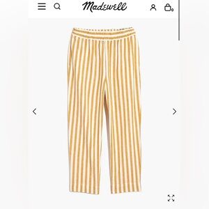 Madewell mustard yellow striped linen pants